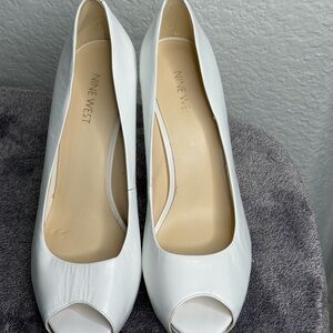 Nine West White Peep Toe Heels